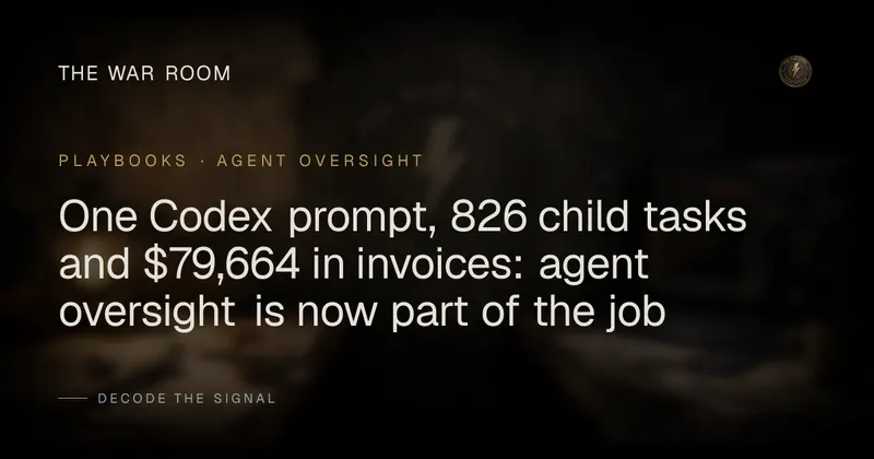 One Codex prompt, 826 child tasks and $79,664 in invoices: agent oversight is now part of the job