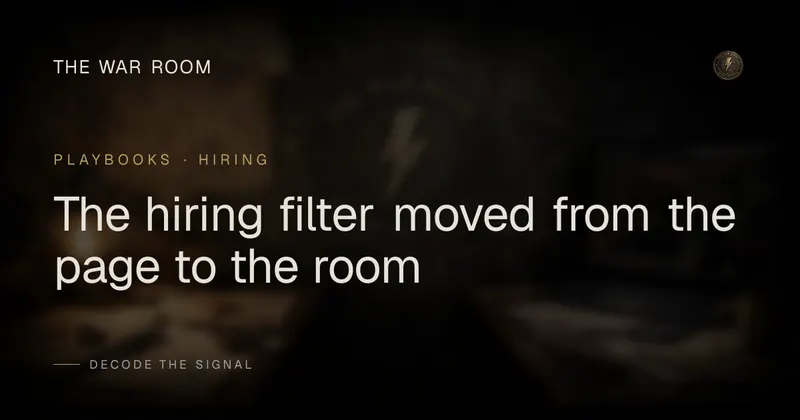 The hiring filter moved from the page to the room