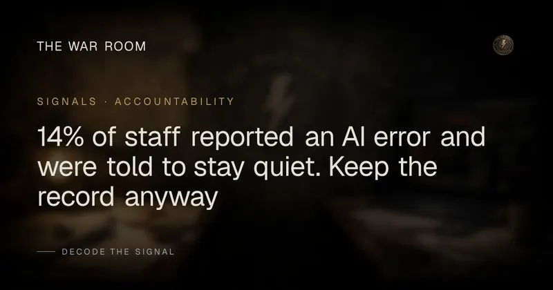14% of staff reported an AI error and were told to stay quiet. Keep the record anyway
