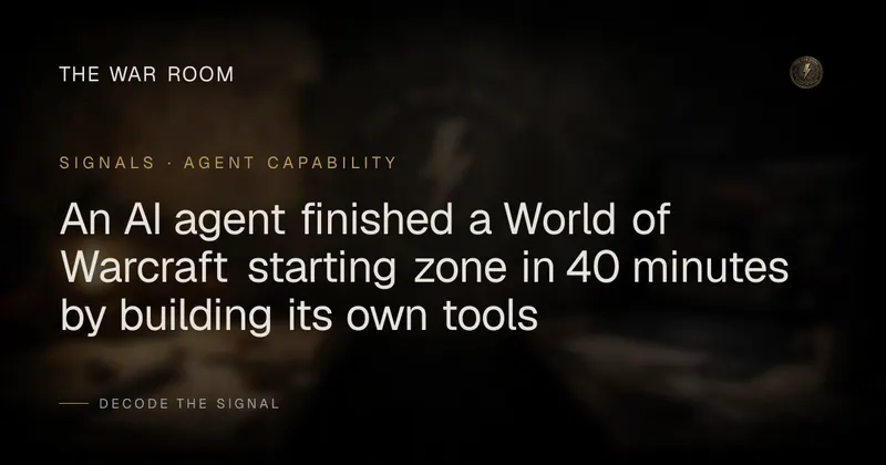 An AI agent finished a World of Warcraft starting zone in 40 minutes by building its own tools