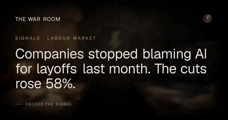 Companies stopped blaming AI for layoffs last month. The cuts rose 58%.