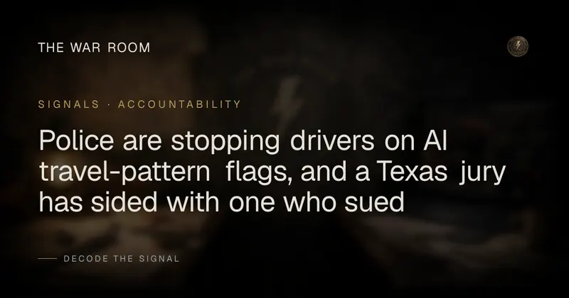Police are stopping drivers on AI travel-pattern flags, and a Texas jury has sided with one who sued